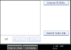 Imagem do ecrã do painel de operações