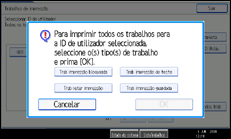 Imagem do ecrã do painel de operações