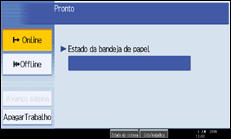 Imagem do ecrã do painel de operações
