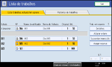 Imagem do ecrã do painel de operações