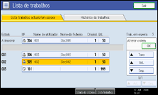 Imagem do ecrã do painel de operações