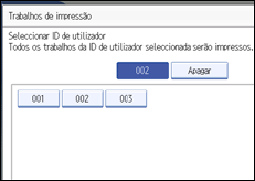 Imagem do ecrã do painel de operações
