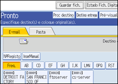Ilustração do ecrã do painel de operação