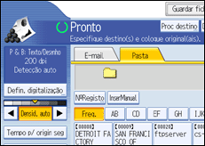 Ilustração do ecrã do painel de operação