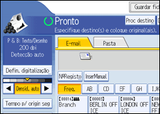 Ilustração do ecrã do painel de operação