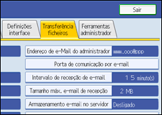 Ilustração do ecrã do painel de operação