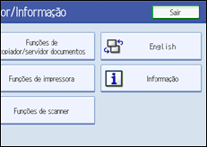 Ilustração do ecrã do painel de operação