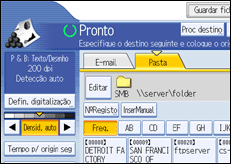 Ilustração do ecrã do painel de operação