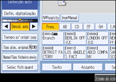 Ilustração do ecrã do painel de operação