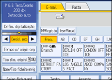 Ilustração do ecrã do painel de operação