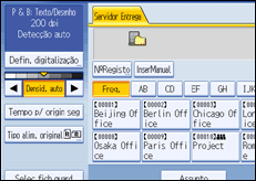 Ilustração do ecrã do painel de operação