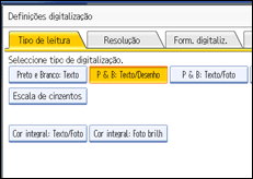 Ilustração do ecrã do painel de operação