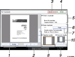 Ilustração de referência numerada da ilustração do ecrã do painel de operação