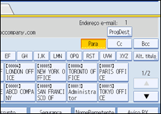 Ilustração do ecrã do painel de operação
