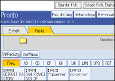 Ilustração do ecrã do painel de operação