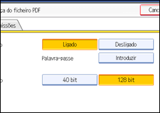 Ilustração do ecrã do painel de operação