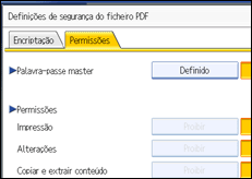 Ilustração do ecrã do painel de operação