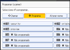 Ilustração do ecrã do painel de operação