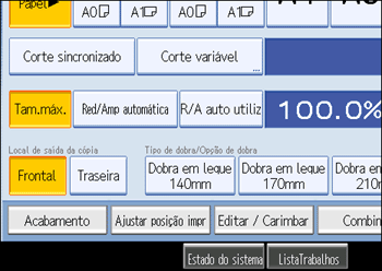 Imagem do ecrã do painel de operações.