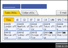 Ilustração do ecrã do painel de operação