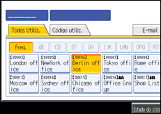 Ilustração do ecrã do painel de operação