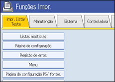 Ilustração do ecrã do painel de operação
