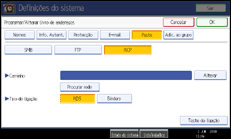 Ilustração do ecrã do painel de operação