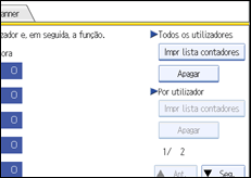 Ilustração do ecrã do painel de operação