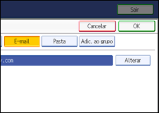 Ilustração do ecrã do painel de operação