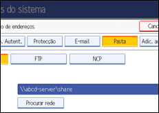 Ilustração do ecrã do painel de operação