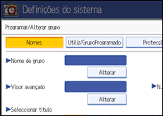 Ilustração do ecrã do painel de operação