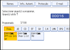 Ilustração do ecrã do painel de operação