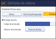 Ilustração do ecrã do painel de operação