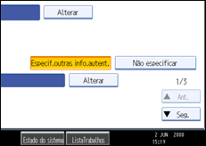 Ilustração do ecrã do painel de operação