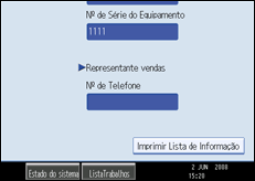 Ilustração do ecrã do painel de operação