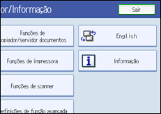 Ilustração do ecrã do painel de operação