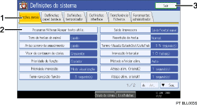 ilustração do ecrã do painel de operação (ilustração de chamada numerada)