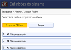 Ilustração do ecrã do painel de operação