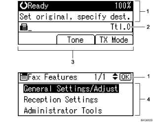 Operation panel screen illustration numbered callout illustration