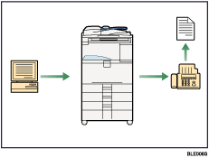 Illustration of paperless fax transmission