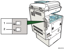 illustration du raccordement de la ligne t&eacute;l&eacute;phonique (illustration avec l&eacute;gende num&eacute;rot&eacute;e)