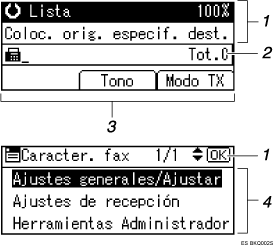 Ilustraci&oacute;n de leyenda numerada de la pantalla del panel de operaciones