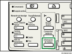 Ilustraci&oacute;n de la tecla Informaci&oacute;n de trabajo
