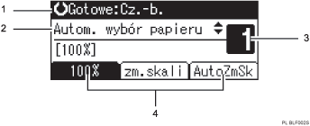 Ilustracja ekranu panela operacyjnego - wywołane funkcje z numeracją