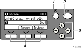Ilustracja ekranu panelu operacyjnego z numeracją