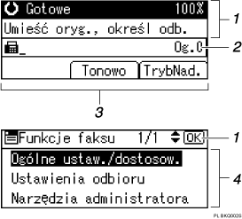 Ilustracja ekranu panela operacyjnego z numeracją
