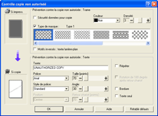 Illustration de l'écran du pilote d'impression