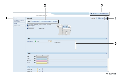Illustration avec légende numérotée de l'écran du navigateur Web