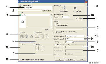 Nummerierte Abbildung des Treiberbildschirms
