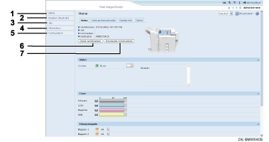 Nummerierte Abbildung Webbrowser-Bildschirm
